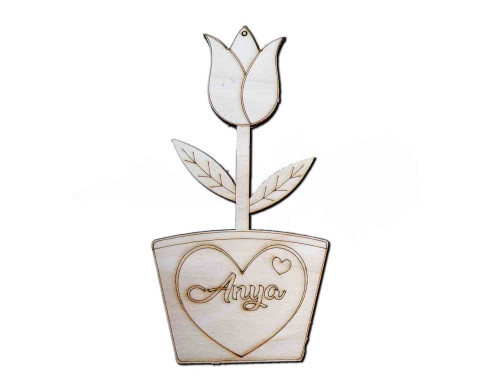 Fa Tulipán - Anya - Fa virág dekoráció - Ajándék Anyának